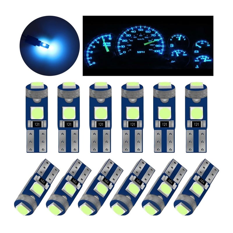 GLSOWEE T5 LED Bulbs 74 73 37 2721 LED Bulb 12 Volt Replacement Bright Canbus Error Free Compatible with Auto Car Gauge Cluster Dashboard Light Lamp Instrument Panel Indicator Ice Blue