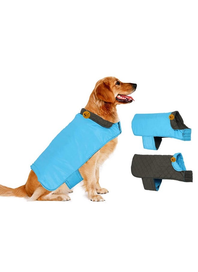 Sage Square 2 In 1 Waterproof Premium Reversible Double Side Dog Coat, Ultra Warm Windproof Winter, Thicker Fleece Jacket For Cold Weather (Sky Blue) (Small-Medium) (16 Inches)  - Image 1