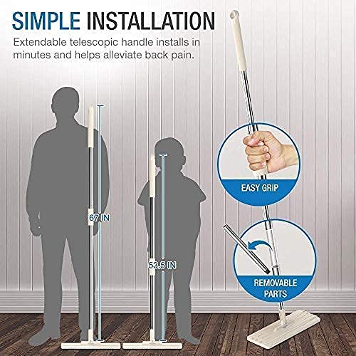 Cpixen Floor Mop with Bucket, Flat Squeeze Mop Bucket System Cleaning Supplies 2 Reusable Super-Absorbent Microfiber Pads, Home Floor Cleaner Pro Bucket Mop - Image 5