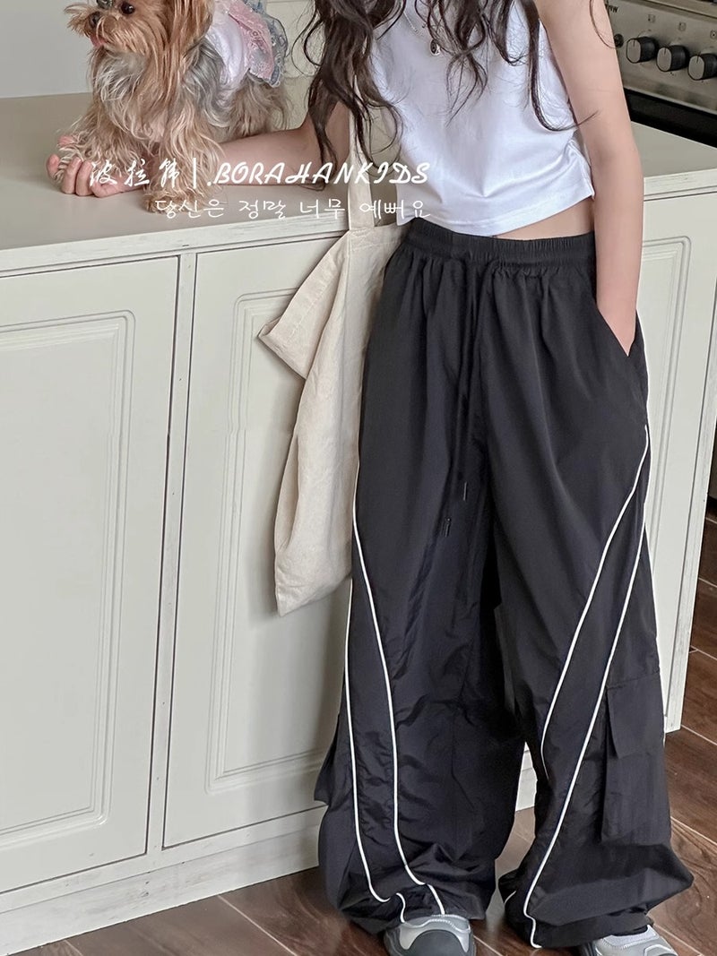 Girls' Fashion Workwear Casual Pants 2025 Arrival Zhongda Children'S Loose Straight Boys' Anti-Mosquito Pants Children'S Wear - Image 3