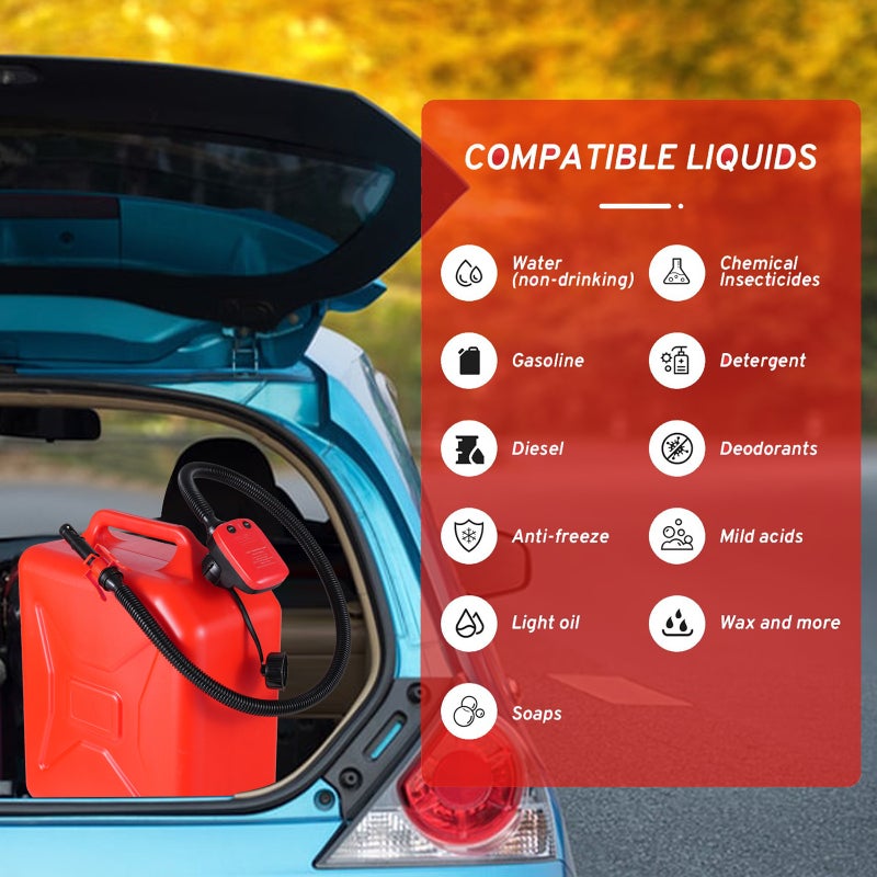 Aumotop Fuel Transfer Pump Battery Powered 2.4 GPM High Flow Rate Portable Liquid Pump - Multi-Liquid Compatibility for Cars Tractors Generators Mowers Boats - Image 5