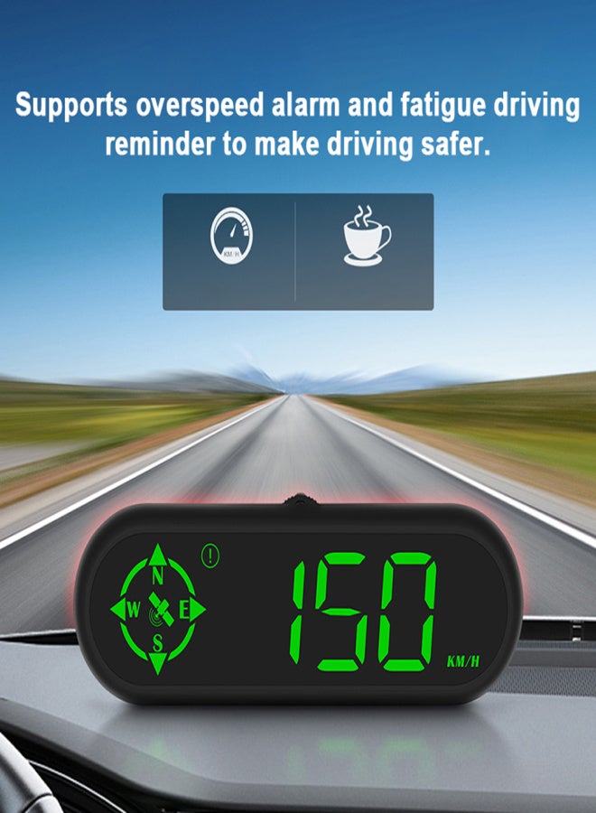 شاشة عرض رأسية للسيارة (HUD) مزودة بمؤشر LED رقمي ونظام تحديد المواقع العالمي (GPS) وعداد سرعة، تدعم تنبيه السرعة الزائدة وتنبيه الإرهاق أثناء القيادة مع مستشعر ضوئي. - Image 2