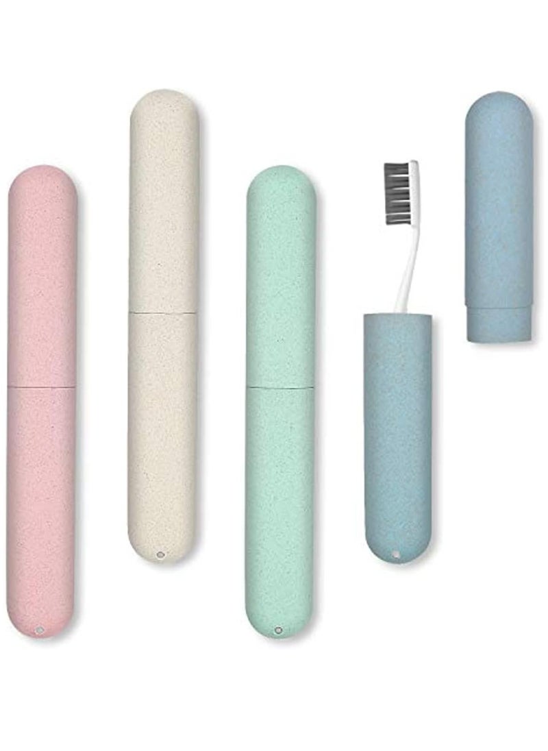 Oasisgalore 4 Packs Portable Travel Toothbrush Case, Breathable Plastic Toothbrush Holder for Home, Travel,School  - Image 1