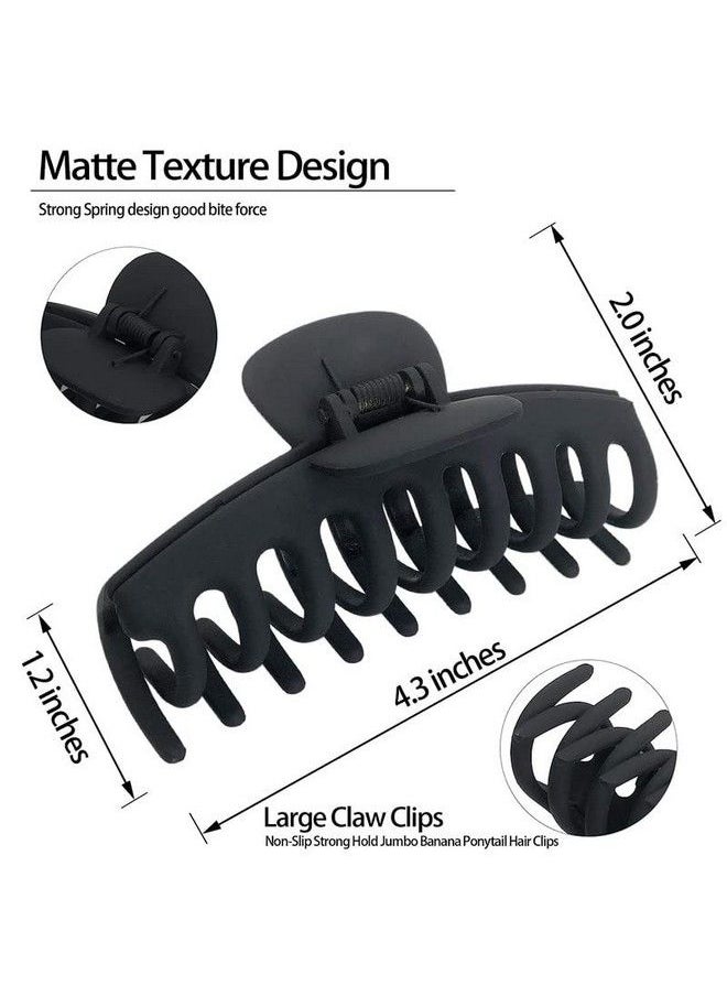 Fameza �1 Pcs Big Claw Clips 4.3? Matte Large Hair Claw Clips Nonslip Ponytail Jaw Barrette Strong Hold Banana Jumbo Claw Clips For Women Long Thick Hair(Single Piece)(Black)  - Image 3