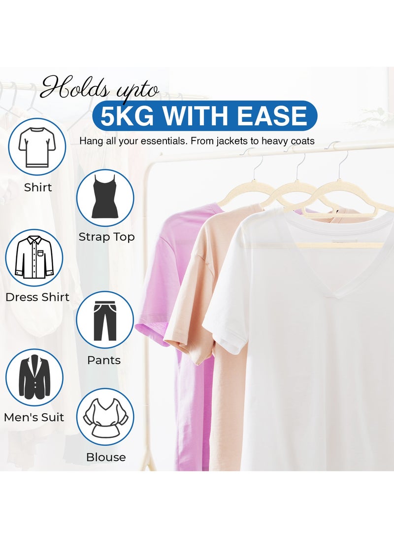 jehan Non-Slip Velvet Hangers 25 Pack, Space Saving Clothes Hanger Set with 360 Degree Swivel Hook, Heavy Duty Hangers for Coats Jackets Pants Dresses, Beige  - Image 5