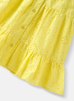 Nautinati Nautinati Girls' Cotton Solid Schiffli Dress  - Image 4