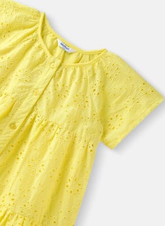 Nautinati Nautinati Girls' Cotton Solid Schiffli Dress  - Image 3