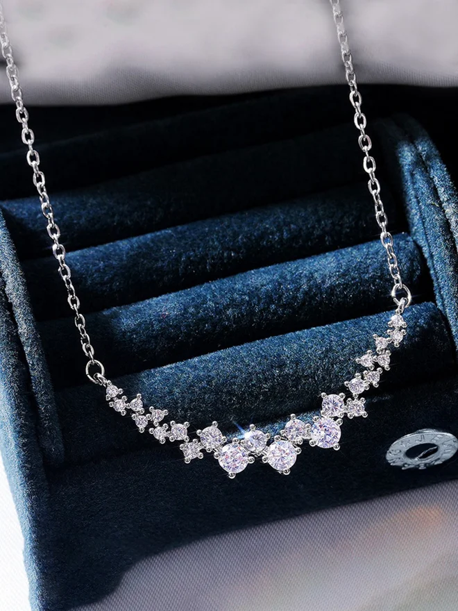 Take Two  Silver Crystal Cluster Necklace for Women | Best Price UAE