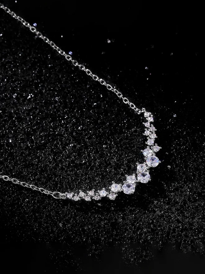 Take Two  Silver Crystal Cluster Necklace for Women | Best Price UAE