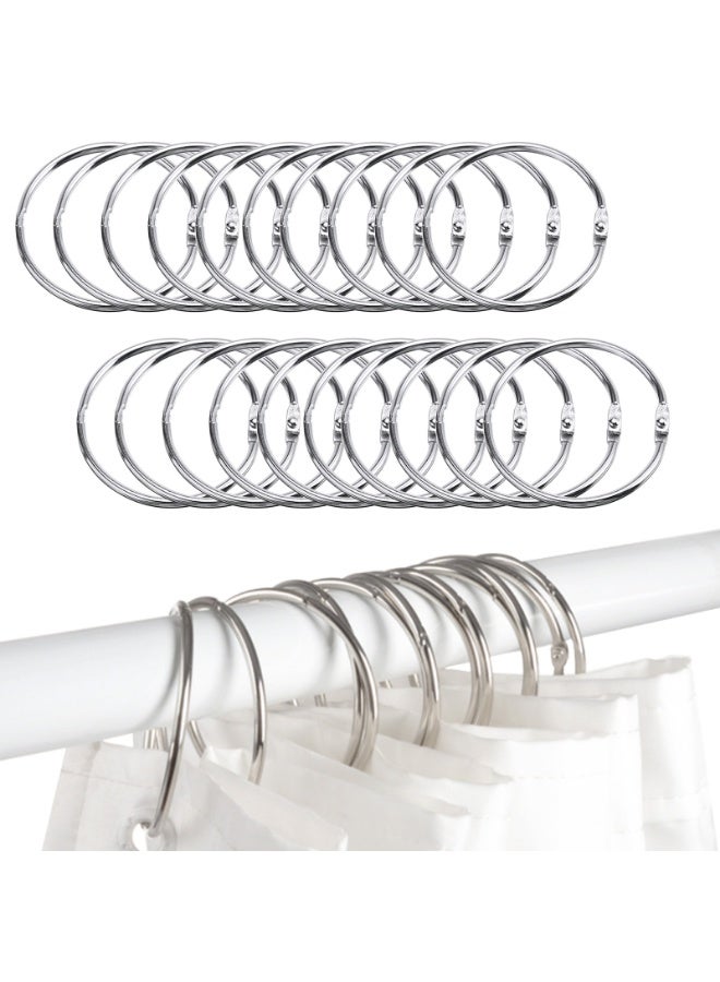 Metal Circular Shower Curtain Ring，20 Pack Silver 51mm Diameter Drape Ring Loops for Bathroom - Image 1