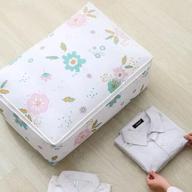 2HEET 2HEET Large Blanket Storage Bag for Quilts Pillows Coats Jackets MoistureProof Dustproof Underbed Storage Organizer Foldable Durable with Transparent Window 58x40x22 CM - Image 1