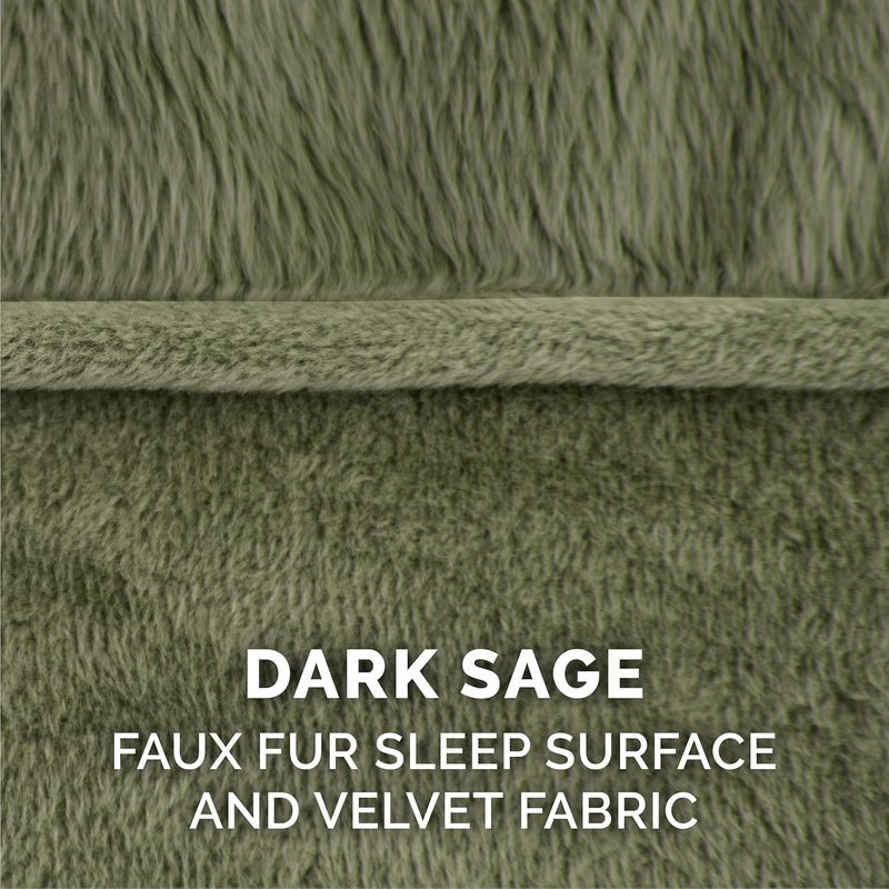 Furhaven Pet Dog Bed Cover | Faux Fur & Velvet Traditional Sofa-Style Living Room Couch Pet Bed Replacement Cover for Dogs & Cats, Dark Sage, Large - Image 4