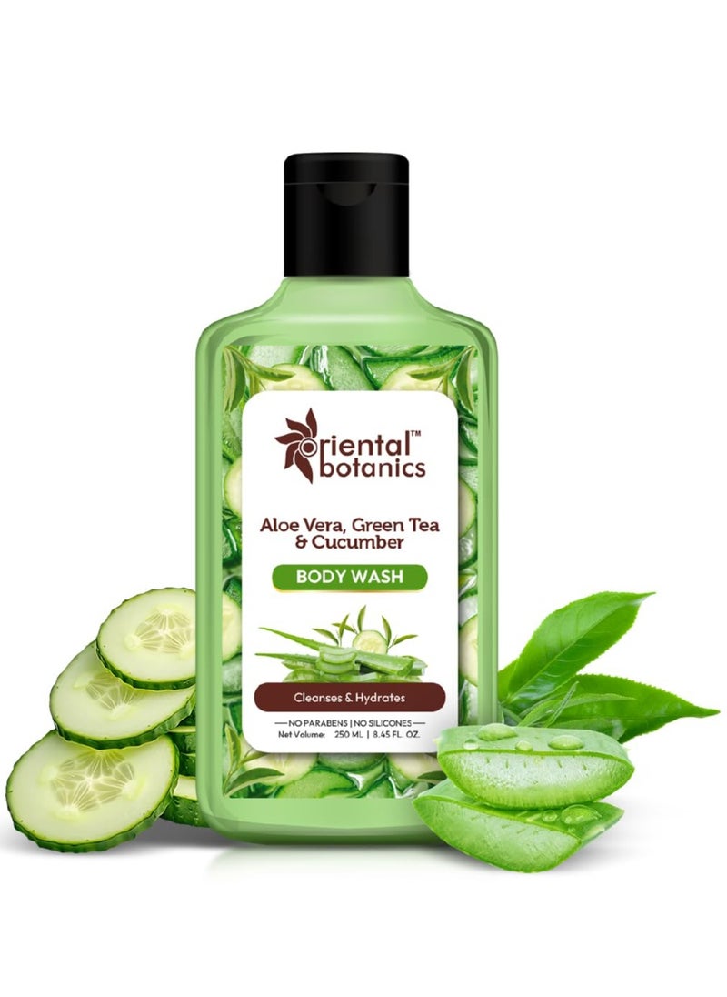 Oriental Botanics Oriental Botanics Aloe Vera Green Tea Cucumber Body Wash 250 ml Infused with Aloe Vera Green Tea Cucumber Refreshes Hydrates Skin No Parabens Sulphates 