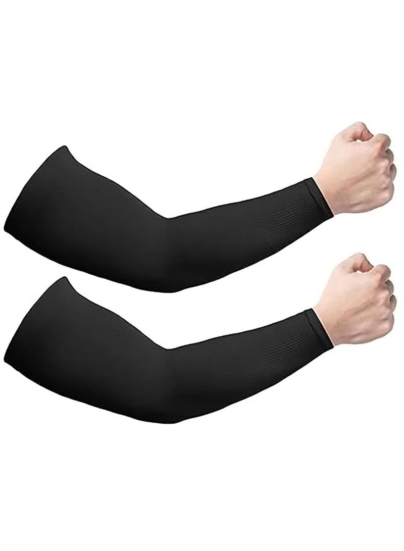 Sun UV Protection Cooling Arm Sleeves, for Men & Women, UPF 50 Arm Cover, Arm Sun Sleeves Compression UV Protection Cooling, Cycling, Driving, Golf, Running (Black) - Image 1
