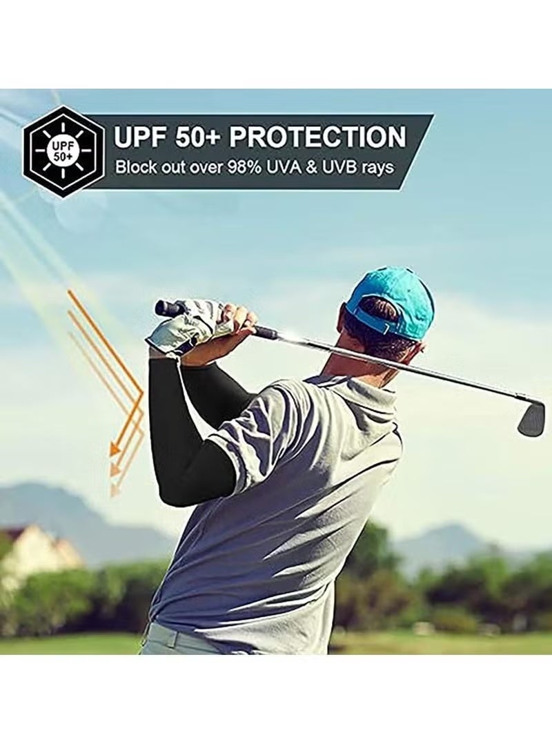 Sun UV Protection Cooling Arm Sleeves, for Men & Women, UPF 50 Arm Cover, Arm Sun Sleeves Compression UV Protection Cooling, Cycling, Driving, Golf, Running (Black) - Image 3