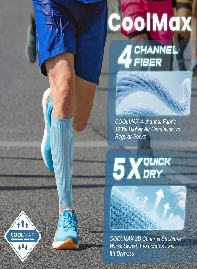 Rahhint Coolmax 20-30 mmHg Compression Running Socks, Long Distance Anti Blister Cushion Moisture Wicking Tall Athletic Socks - Image 2