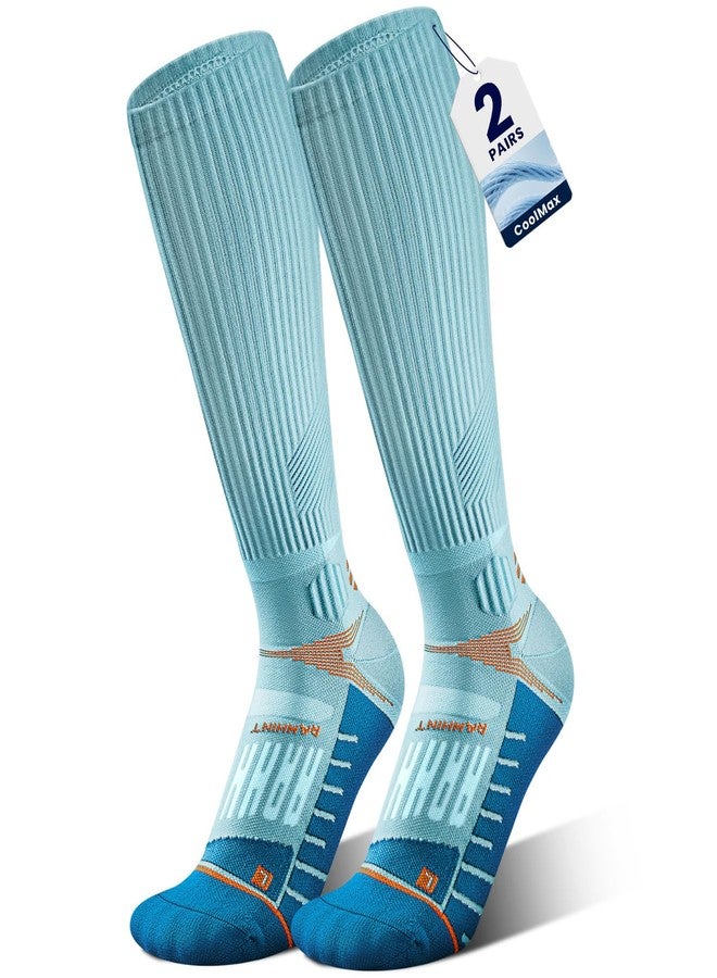 Rahhint Coolmax 20-30 mmHg Compression Running Socks, Long Distance Anti Blister Cushion Moisture Wicking Tall Athletic Socks - Image 1