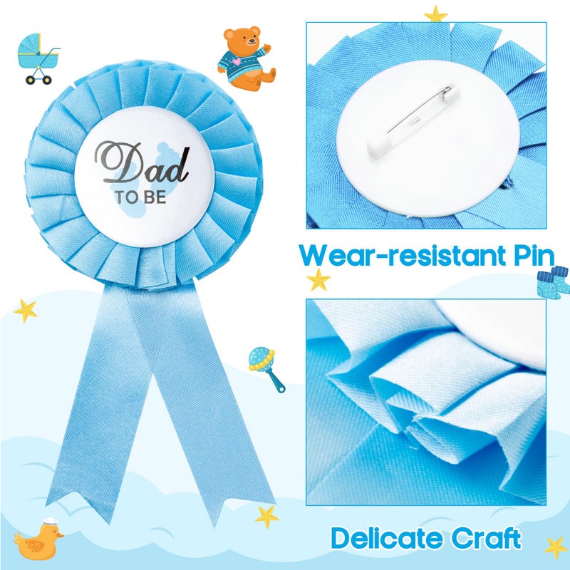2ooya Blue and Gold Mom to Be Sash Kit Gender Reveals Party Floral Garland Crown with Daddy to Be Tinplate Badge Combo Decor Supplies Favors for Boys Baby Shower Party Photo Prop Gift - Image 3