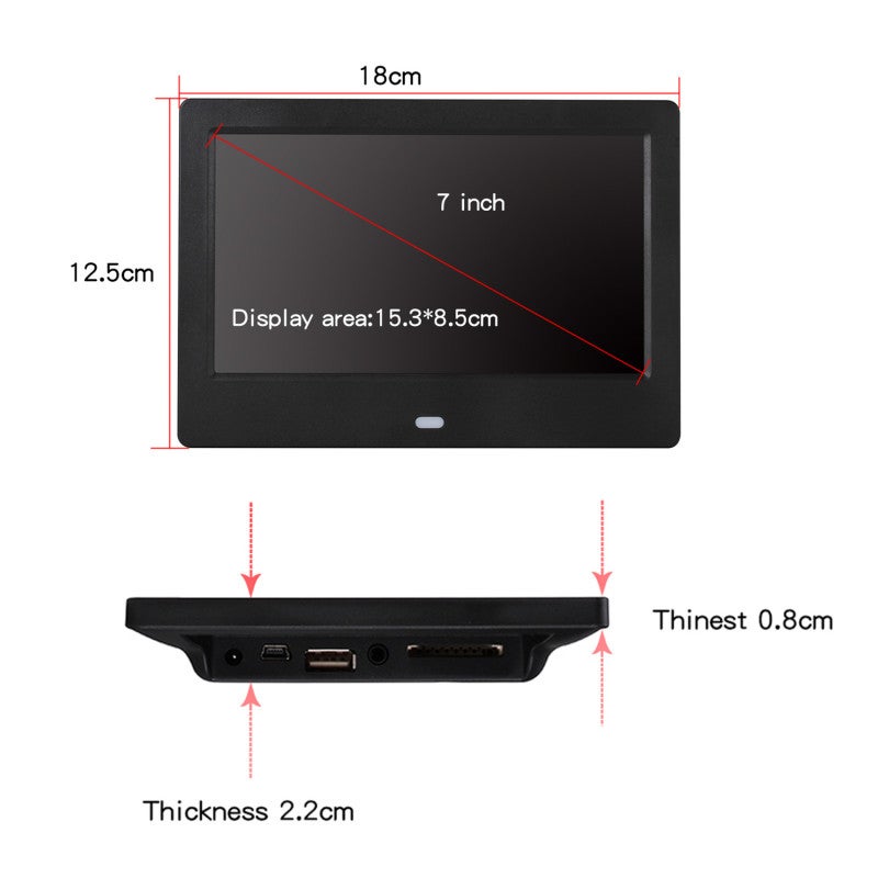 Digital Photo Frame 7 Inch White 1024*600 High-Resolution Display - Motion Sensor Energy-Saving Touch Screen Photo Frame for Home Family Photo Slideshow & Digital Album Display - Image 3
