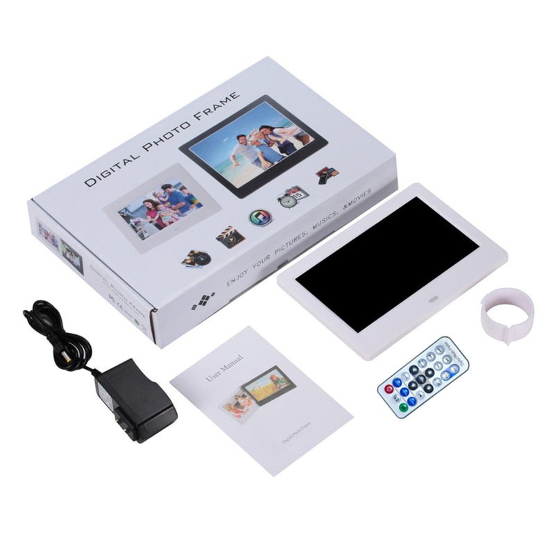 Digital Photo Frame 7 Inch White 1024*600 High-Resolution Display - Motion Sensor Energy-Saving Touch Screen Photo Frame for Home Family Photo Slideshow & Digital Album Display - Image 1