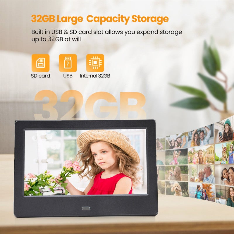 Digital Photo Frame 7 Inch White 1024*600 High-Resolution Display - Motion Sensor Energy-Saving Touch Screen Photo Frame for Home Family Photo Slideshow & Digital Album Display - Image 2