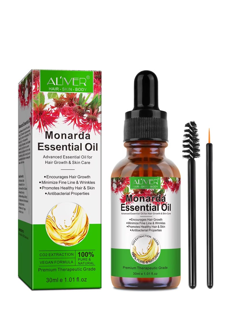 ALIVER Monarda Essential Oil for Hair Growth 100% Pure Natural Co2 Extraction Monarda Essential Oil for Hair and Skin Reduce Fine Lines and Wrinkles Promotes Hair Eyelash Eyebrow Growth and Antibacterial Hair Oil 30ml  - Image 2