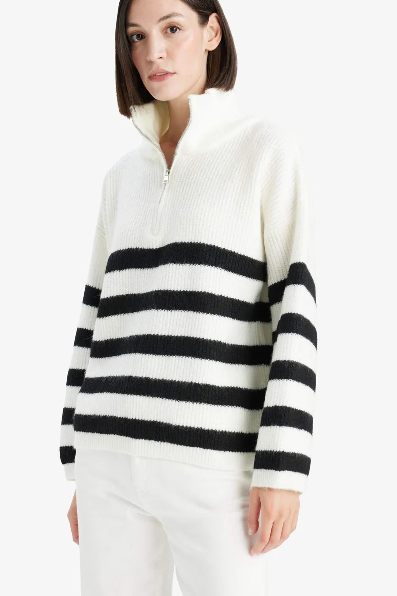 ديفاكتو Relax Fit Half-Zip Knit Pullover