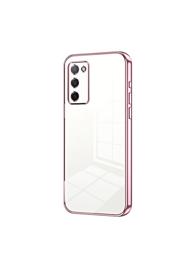 HuHa Case Cover For OPPO A55 5G / A56 / A53s 5G Transparent Plating Fine Hole Phone Case Pink 