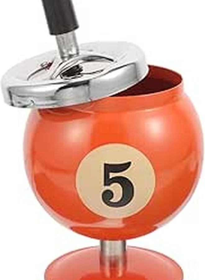 Automatic Push Down Windproof Metal Ashtray Orange Iron Finish for Home Office - Image 1