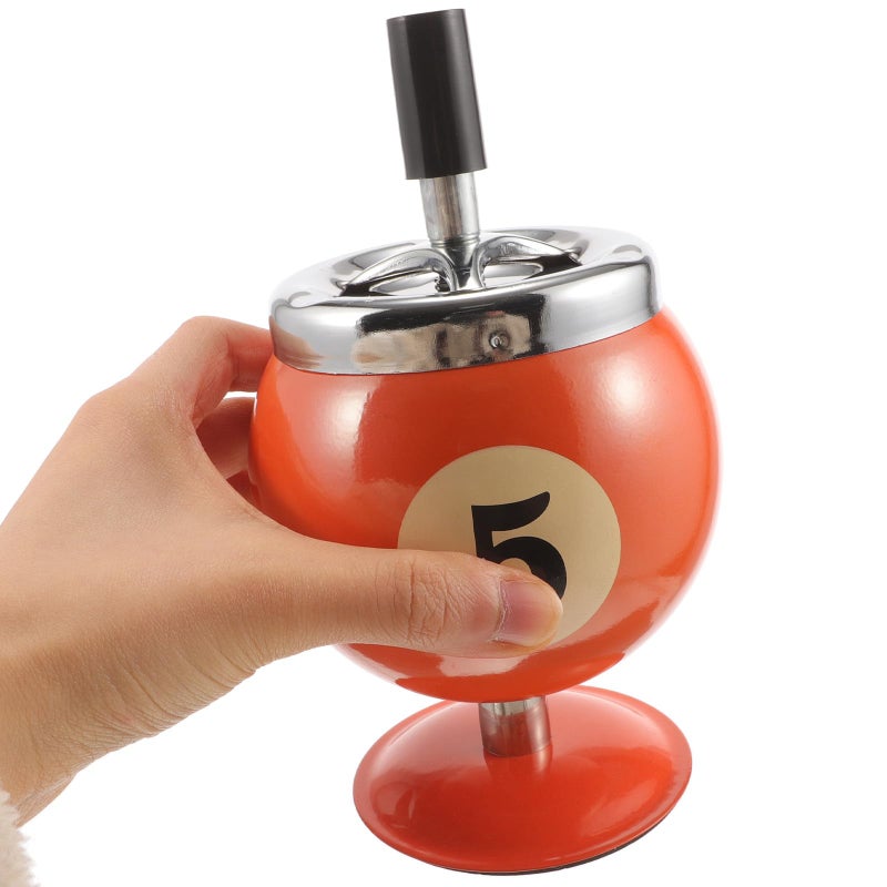 Automatic Push Down Windproof Metal Ashtray Orange Iron Finish for Home Office - Image 5