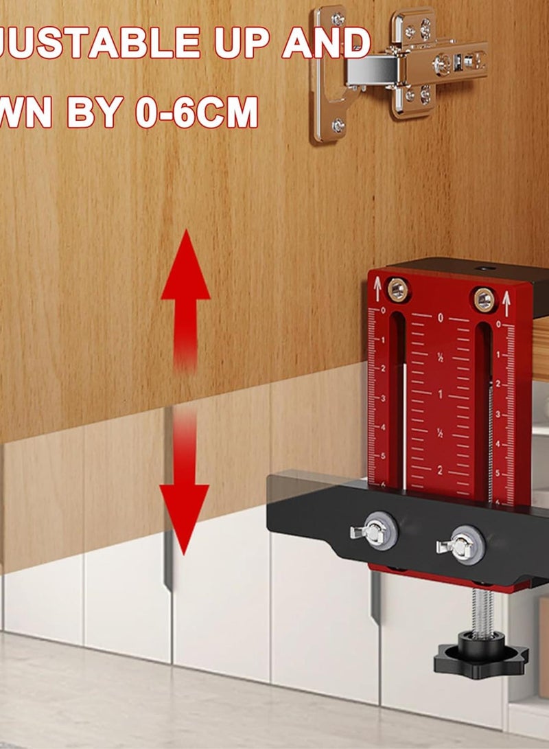 GGOOT Cabinet Door Installation Positioner, Adjustable Cabinet Hardware Jig, Versatile Hardware Jig High Protective Woodworking Tool for Most Cabinet Doors (Aluminum-Alloy Red) - Image 3