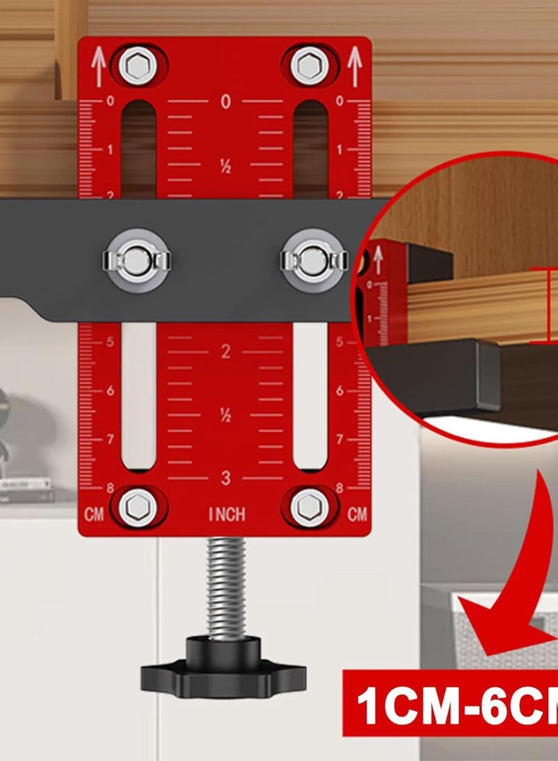 GGOOT Cabinet Door Installation Positioner, Adjustable Cabinet Hardware Jig, Versatile Hardware Jig High Protective Woodworking Tool for Most Cabinet Doors (Aluminum-Alloy Red) - Image 4