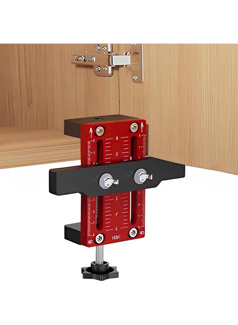 GGOOT Cabinet Door Installation Positioner, Adjustable Cabinet Hardware Jig, Versatile Hardware Jig High Protective Woodworking Tool for Most Cabinet Doors (Aluminum-Alloy Red) - Image 1