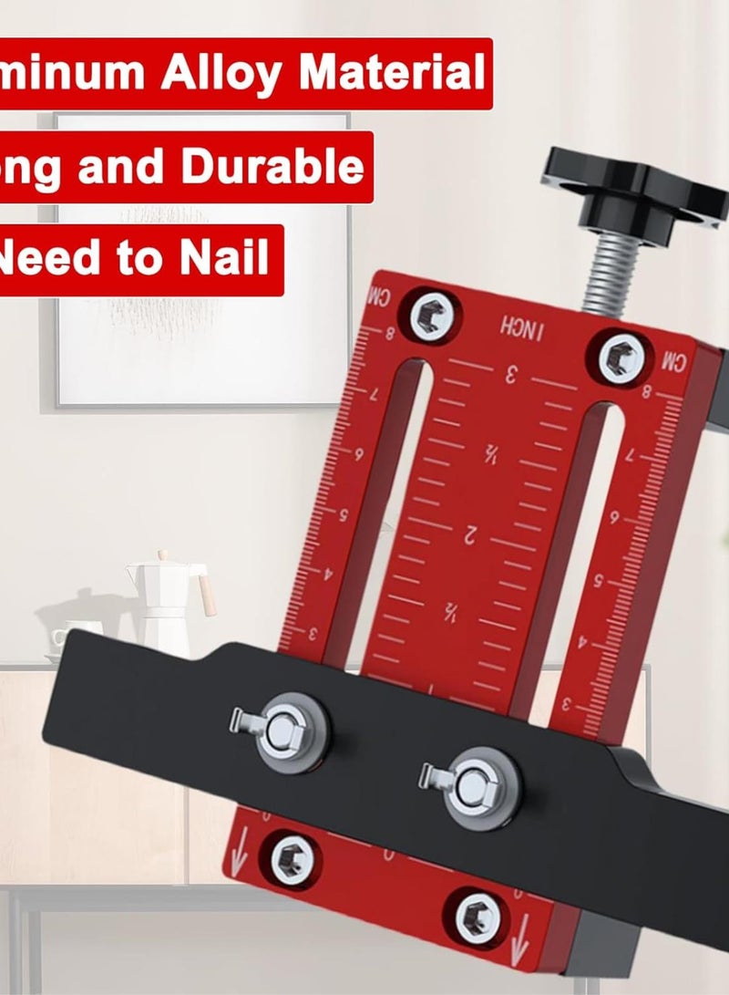 GGOOT Cabinet Door Installation Positioner, Adjustable Cabinet Hardware Jig, Versatile Hardware Jig High Protective Woodworking Tool for Most Cabinet Doors (Aluminum-Alloy Red) - Image 2