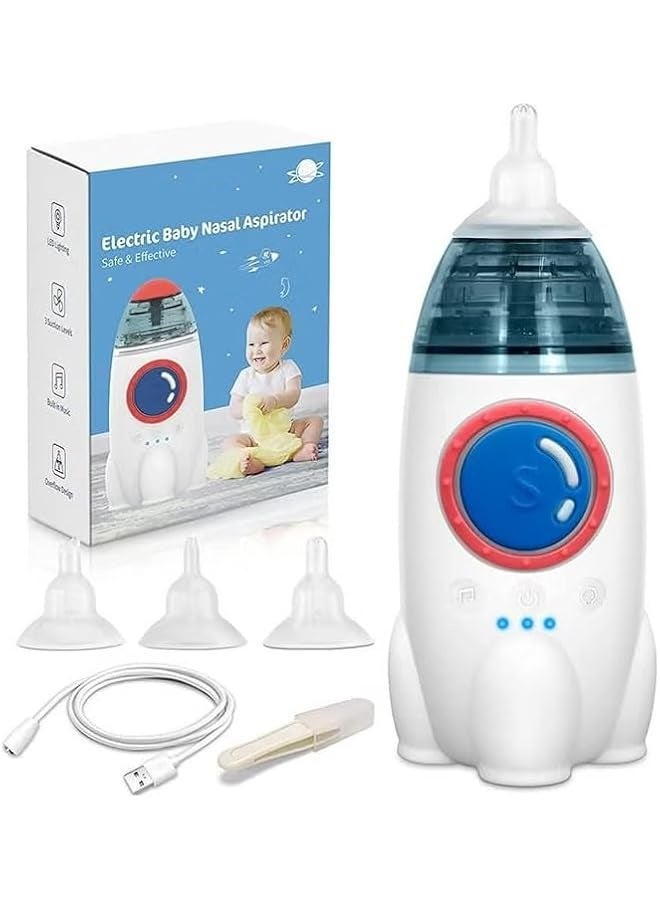 Generic Nasal Aspirator for Baby, Electric Nose Aspirator for Toddler, Automatic Nose Cleaner with 3 Silicone Tips, Adjustable Suction Level, Rechargeable Infant Snot Cleaner (Small Rocket)  - Image 1