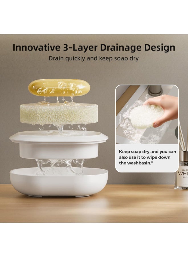 SYOSI 2-Pcs Soap Dish for Bathroom, Bar Soap Holder with Drainage Sponge, Plastic Soap Saver Tray for Sink & Shower, Kitchen, RV, Gym Locker, Keeps Soap Dry, Easy to Clean, Space-Saving Design, White - Image 4
