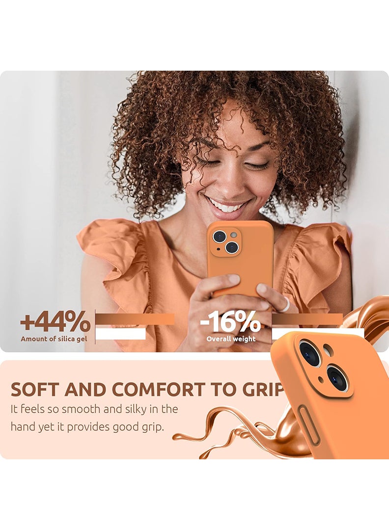 Case Up Compatible with iPhone 13 6.1 Inch Case, Premium Liquid Silicone [Camera Protection] [Soft Anti-Scratch Microfiber Lining] Shockproof Protective Slim Phone Cover for iPhone 13, Orange - Image 4