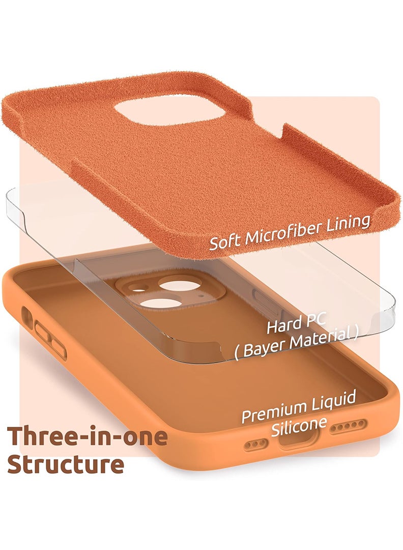 Case Up Compatible with iPhone 13 6.1 Inch Case, Premium Liquid Silicone [Camera Protection] [Soft Anti-Scratch Microfiber Lining] Shockproof Protective Slim Phone Cover for iPhone 13, Orange - Image 3