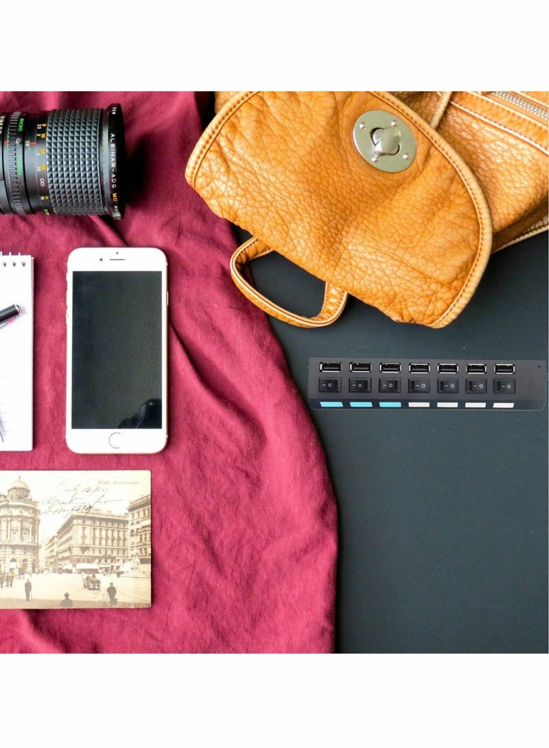 كابتن تيك Multi Port USB Hub Splitter, 7-Port USB 2.0 Hub for Laptop, USB Port Expander with On/Off Individual Switch Compatible for All USB Device (Black) - Image 5