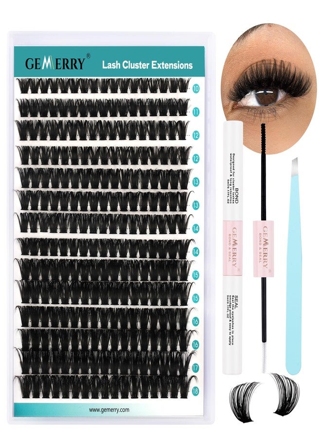 GEMERRY DIY Lash Extension Kit for Beginners 280 PCS Individual Lash Clusters Kit 0.07D 10-18 MIX Eyelash Extension Kit Lash Glue for Eyelash Extensions(80D-0.07D,10-18MIX-KIT) - Image 1