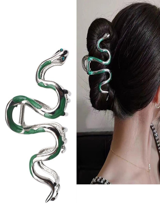 Ynxee Fashionable Green Snake Design Metal Hair Claws Non Slip 4.3" Big Hair Claws Clips Halloween Gothic Women Girls Hair Accessories - Image 1