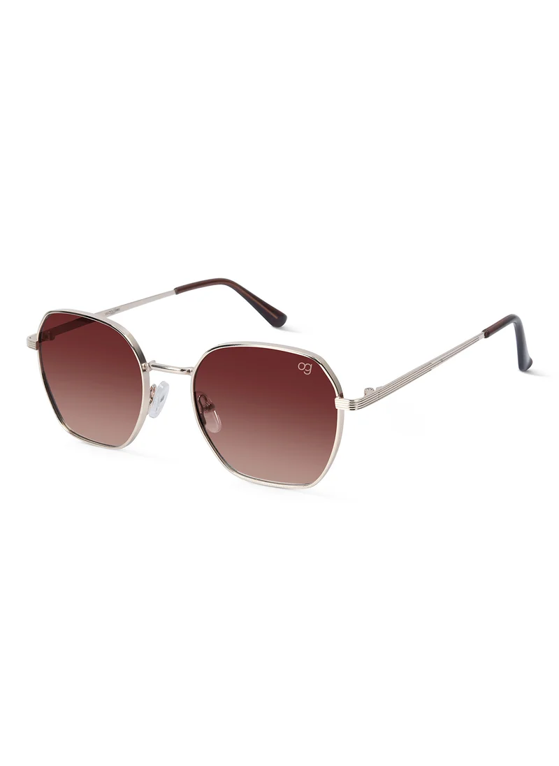Woggles UV- Protected  Brown Hexagonal Sunglasses
