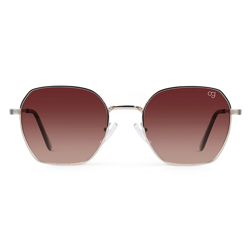 ووجلز نظارة شمسية سداسية بنية بحماية من الأشعة فوق البنفسجية