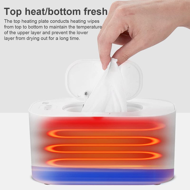 cheekyglo USB Baby Wipe Warmer - [2023] Wet Wipes Dispenser or Baby - Portable Wipe Warmer - 3 Temperature Modes - Large-Capacity Diaper Wipe Warmer for Home Car Travel (Mechanics, White) - Image 4