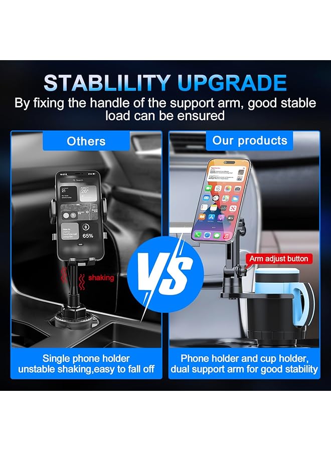 KASTWAVE Magnetic Car Cup Holder With Expandable Adjustable Base - Universal Drink Holder & Phone Stand For All Smartphones And Most Bottles, Stable, Hands-Free Car Mount For Easy Access - Image 5