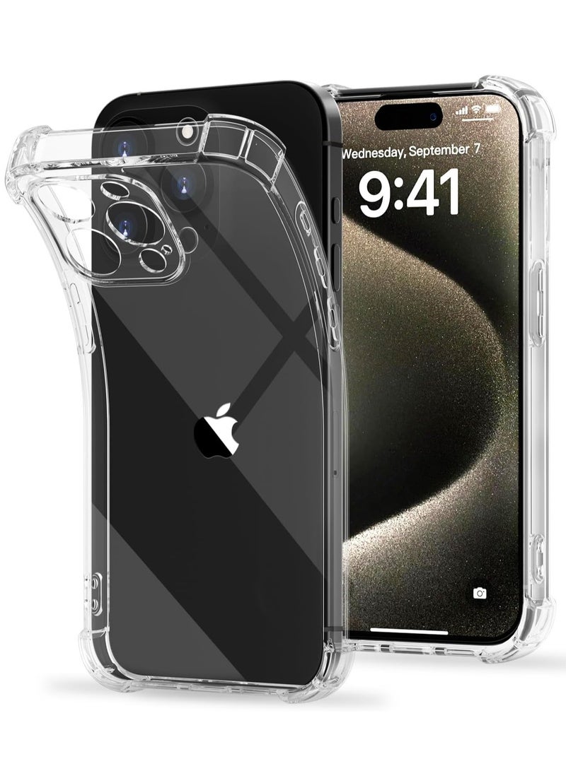 فوكس جراب شفاف لهاتف iPhone 16 Pro Max ناعم ومرن من مادة TPU ومضاد للصدمات وغطاء خلفي شفاف مع زوايا ممتصة للصدمات معززة 6.9 بوصة شفاف - Image 1