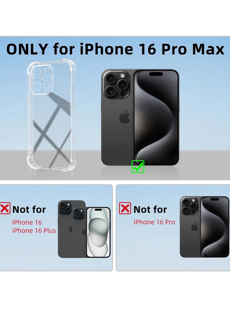 فوكس جراب شفاف لهاتف iPhone 16 Pro Max ناعم ومرن من مادة TPU ومضاد للصدمات وغطاء خلفي شفاف مع زوايا ممتصة للصدمات معززة 6.9 بوصة شفاف - Image 2