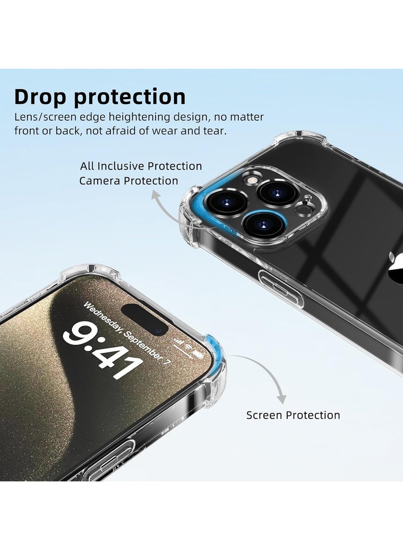 فوكس جراب شفاف لهاتف iPhone 16 Pro Max ناعم ومرن من مادة TPU ومضاد للصدمات وغطاء خلفي شفاف مع زوايا ممتصة للصدمات معززة 6.9 بوصة شفاف - Image 3