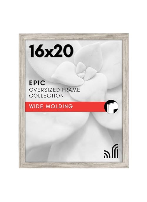 Americanflat - Americanflat 16x20 Picture Frame with Polished Plexiglass  Wide Picture Frames Made of Engineered Wood for Vertical or Horizontal Wall Display  Epic Collection  Driftwood - Image 1