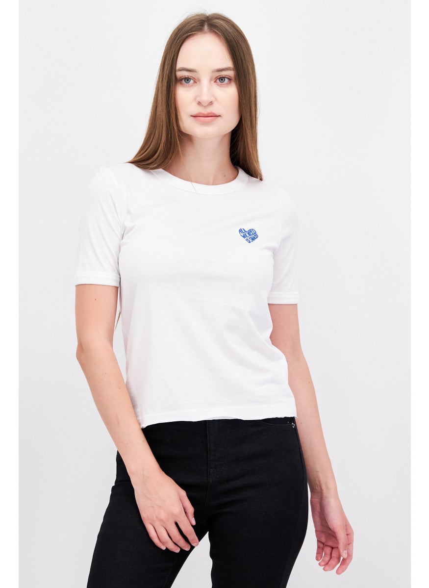 ESPRIT Women Round Neck Short Sleeves Graphic  Print T-Shirt, White  - Image 1